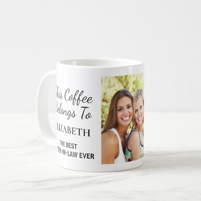 Mug Meilleure belle-soeur jamais personnalisée Photo (Devant gauche)