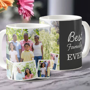 Mug Meilleure famille jamais 4 Collage photo Gris