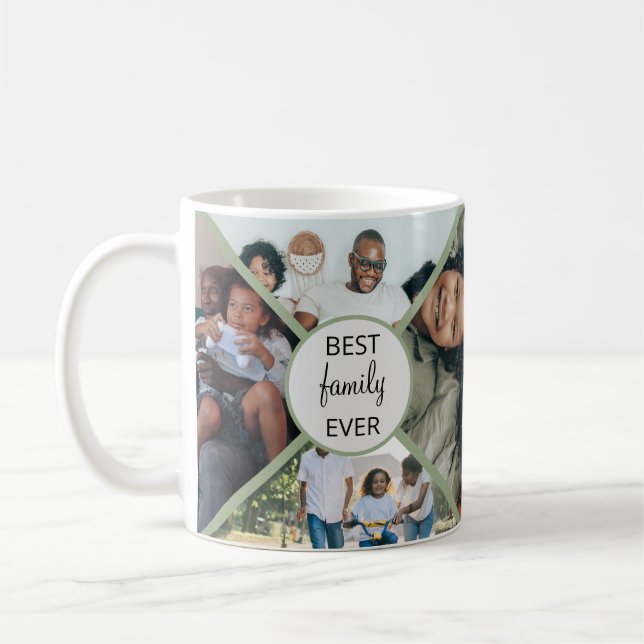 Mug Meilleure famille jamais personnalisé photo collag (Gauche)