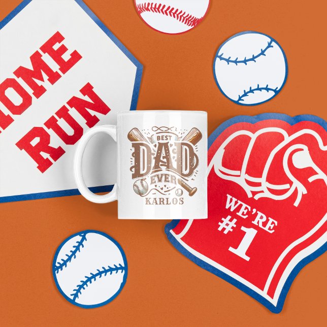 Mug Meilleure Fête des pères de baseball papa (Créateur téléchargé)