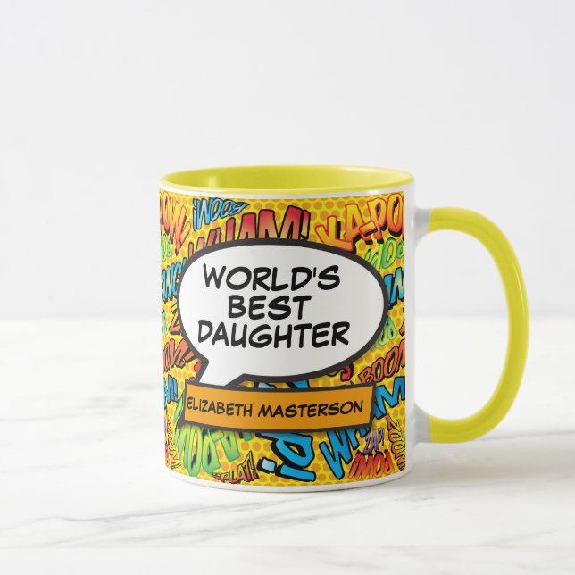 Mug Meilleure Fille du Monde Livre de Bande Dessinée M (Droite)