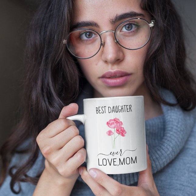 Mug Meilleure fille jamais | Jolies fleurs roses (Créateur téléchargé)