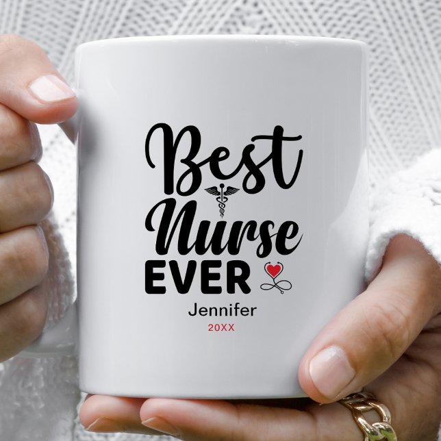 Mug Meilleure infirmière jamais Caduceus Coeur Personn (Créateur téléchargé)