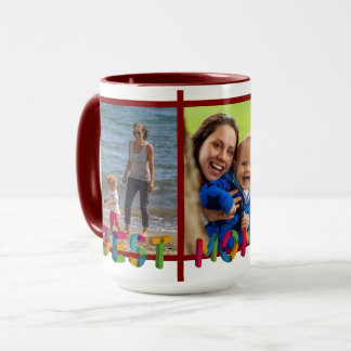 Mug Meilleure Maman Collage Photo Personnalisé Bordeau