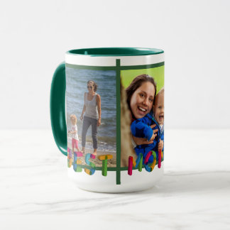 Mug Meilleure Maman Collage Photo Personnalisé Vert