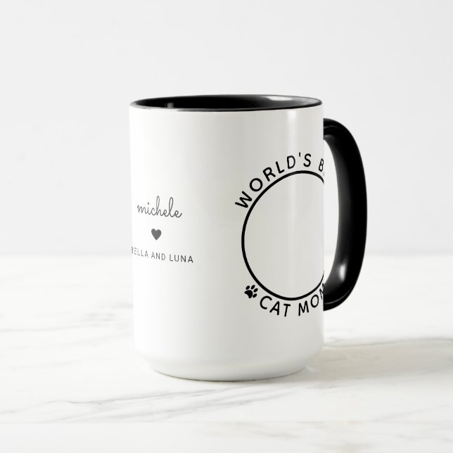 Mug Meilleure Maman de Chat Deux Photo Typographie Mod (Devant droit)
