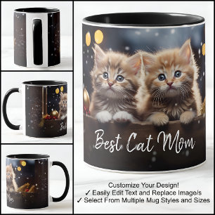 Mug Meilleure Maman de Chat Modèle de Photo avec Texte