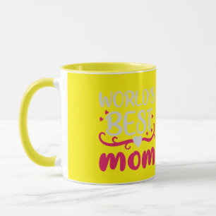 Mug Meilleure Maman du Monde Typographie Jaune Clair e