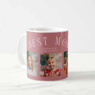 Mug Meilleure Maman Ever 4-Photo Rose Fête des Mères