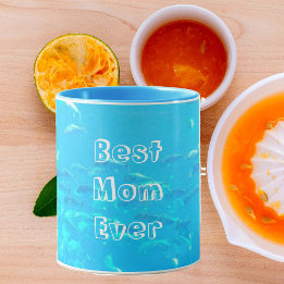 Mug Meilleure maman Ever Aqua Blue School of Fish in O
