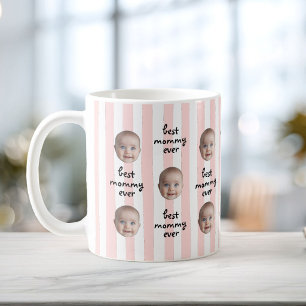 Mug Meilleure Maman Ever Rayures Douces Photo de Bébé