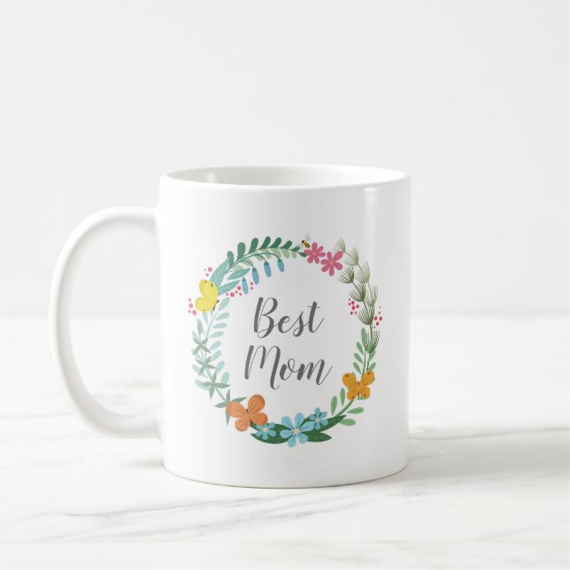 Mug Meilleure maman Floral Fleur Fleur Fleur Papillon  (Gauche)