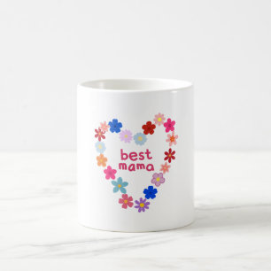 Mug Meilleure Maman Illustration de cœur floral coloré