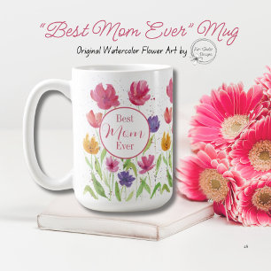 Mug "Meilleure maman jamais" Aquarelle Fleurs
