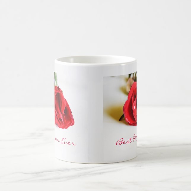 Mug Meilleure maman jamais avec une seule Rose rouge (Centre)