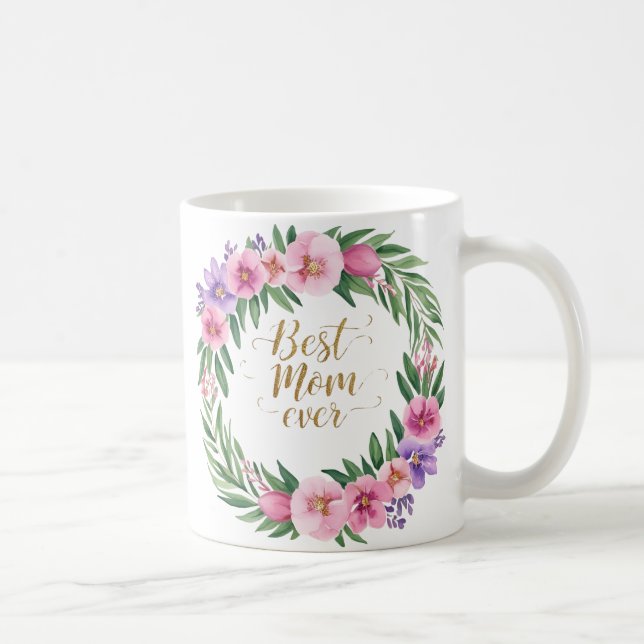 Mug Meilleure maman jamais belle florale (Droite)