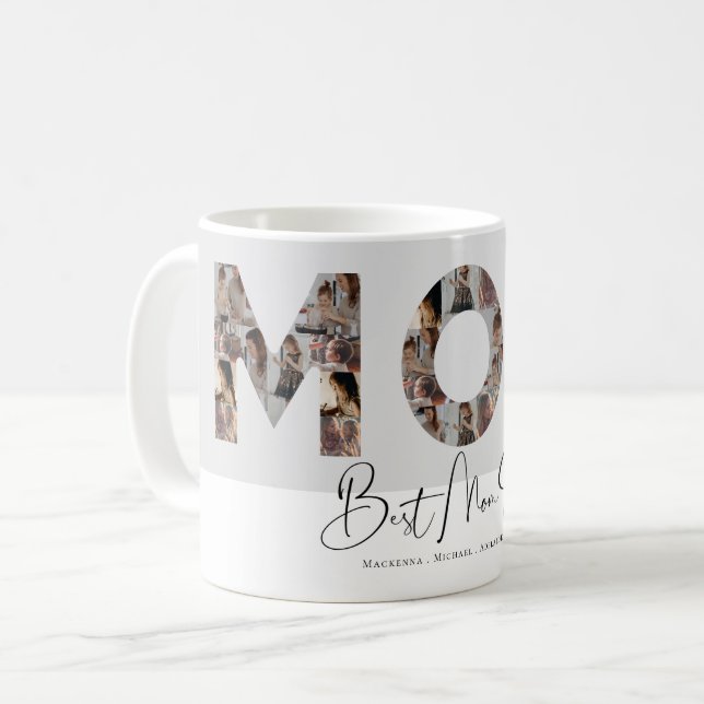 Mug Meilleure Maman Jamais Custom Photo Collage Élégan (Devant gauche)