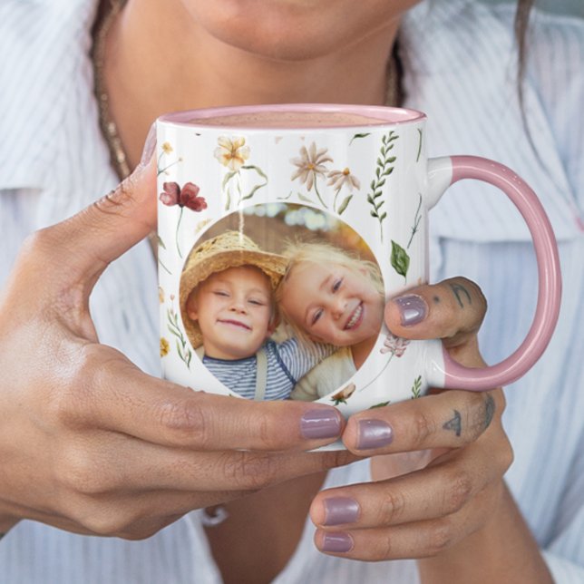 Mug Meilleure Maman Jamais Fleur sauvage Round Photo P (Créateur téléchargé)