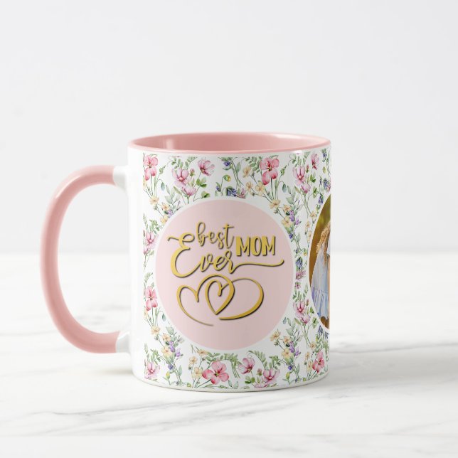 Mug Meilleure maman Jamais Floral Photo Fête des Mères (Gauche)