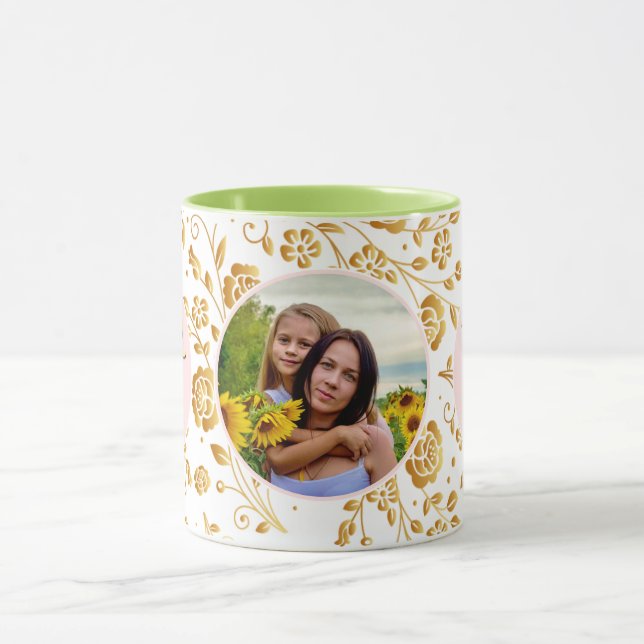 Mug Meilleure maman Jamais Floral Photo Fête des Mères (Centre)