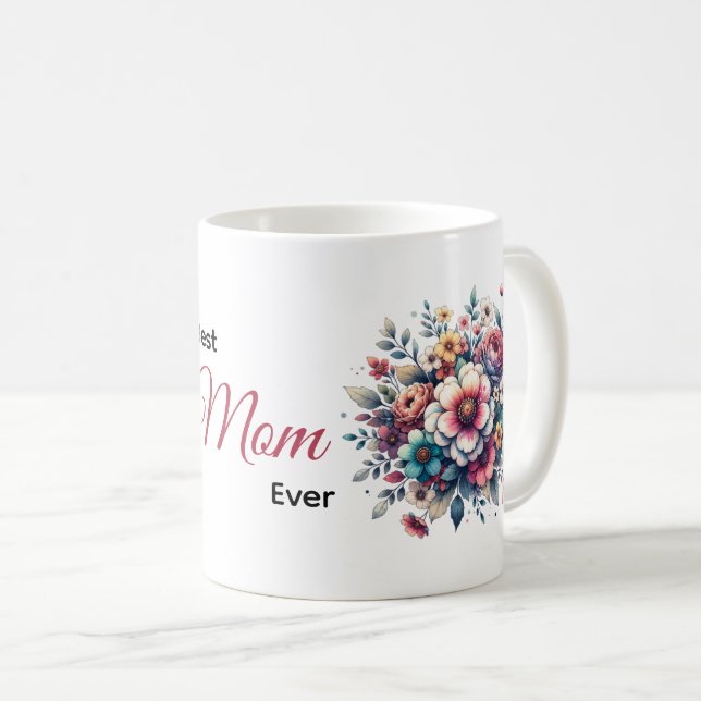 Mug Meilleure maman jamais l'aquarelle florale (Devant droit)