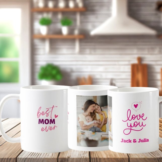 Mug Meilleure maman jamais moderne rose photo Fête des (Créateur téléchargé)