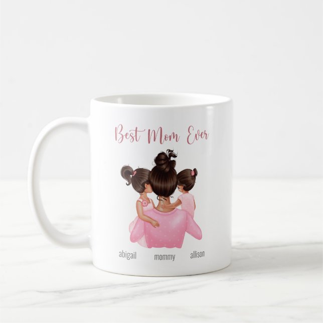 Mug Meilleure maman jamais personnalisée Aquarelle ros (Gauche)
