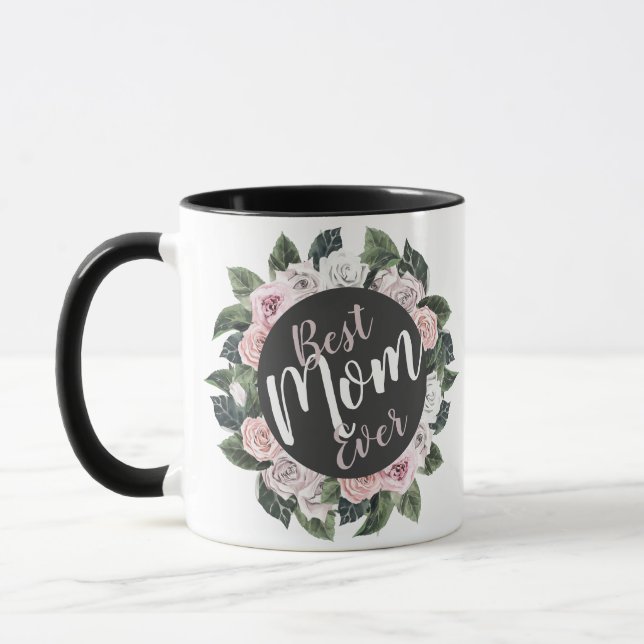 Mug Meilleure maman jamais photo florale (Gauche)