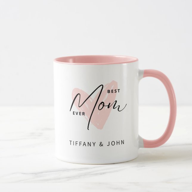Mug Meilleure Maman Jamais Rose Coeur Script mignon Me (Droite)