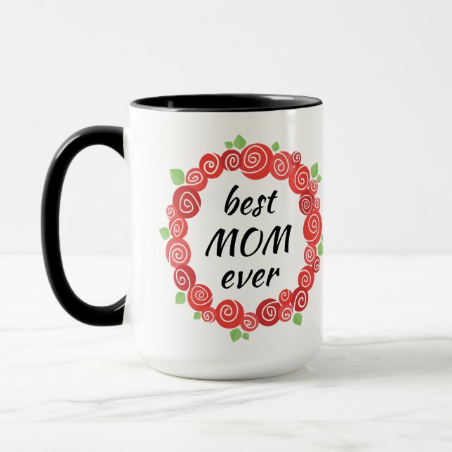 Mug Meilleure maman jamais roses rouges wath printemps (Gauche)
