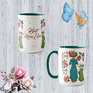Mug Meilleure maman jamais Russe Roses Vintage Fun Fun
