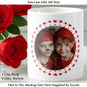 Mug Meilleure maman / papa jamais, Photo & cœurs rouge