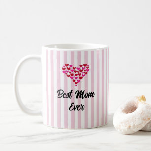 Mug Meilleure maman personnalisée rayure rose cœur