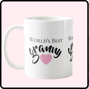 Mug Meilleure Mamie du Monde Cœur Mignon Blanc Élégant