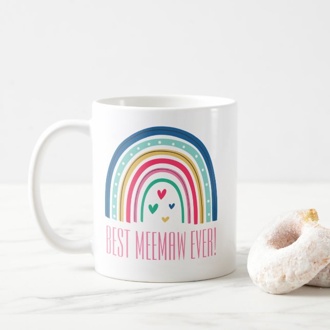 Mug Meilleure Méméw Ever Arc-en-ciel (Avec donut)