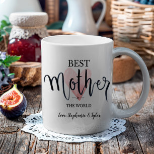 Mug Meilleure mère au monde Coeur d'aquarelle rose