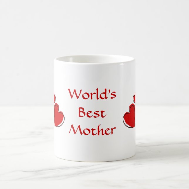 Mug Meilleure mère du monde Custom Red Sketchy Hearts  (Centre)