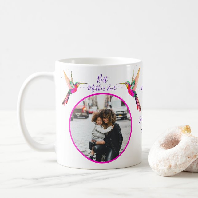Mug Meilleure Mère Jamais ! Photo de famille Café Coli (Avec donut)
