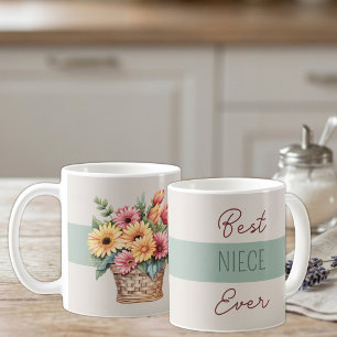 Mug Meilleure nièce jamais fleurs de gerbera vertes