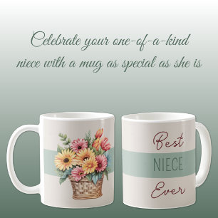 Mug Meilleure nièce jamais gerbera fleurs vert