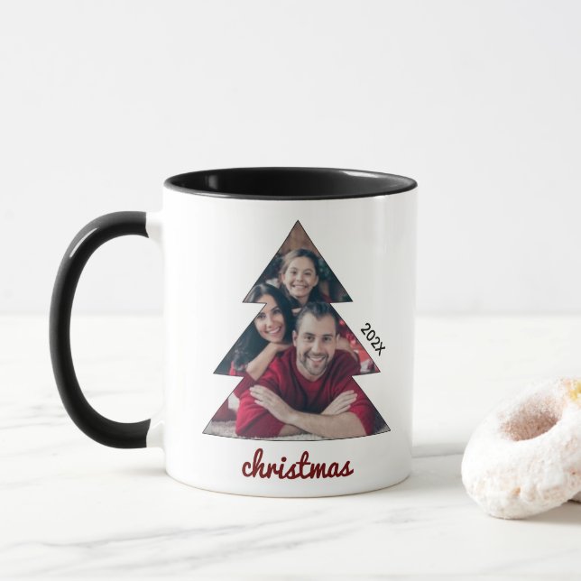 Mug Meilleure petite famille jamais Noël Arbre photo (Avec donut)