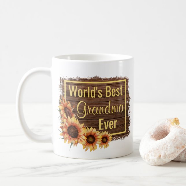 Mug Meilleure photo de grand-mère au monde (Avec donut)