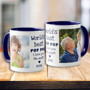 Mug Meilleure Pop Pop Pop I Love You Most 2 Photo Blue