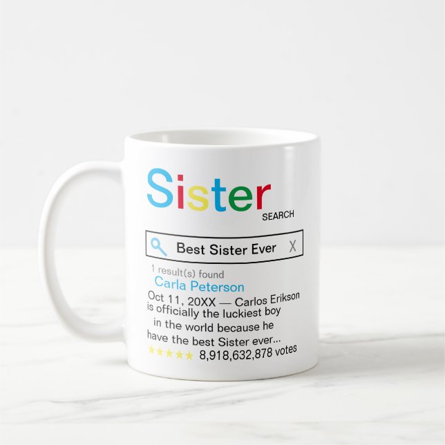 Mug Meilleure Soeur Ever Moteur de recherche Message d (Gauche)