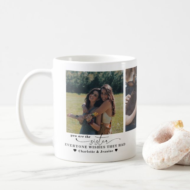 Mug Meilleure soeur | Mini 3 photo moderne (Avec donut)