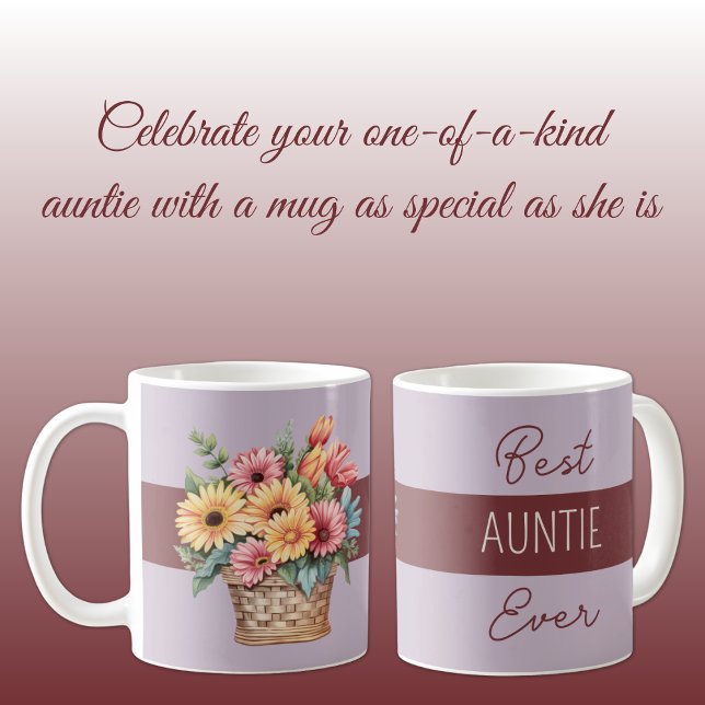 Mug Meilleure tante jamais gerbera fleurs bourgogne (Créateur téléchargé)
