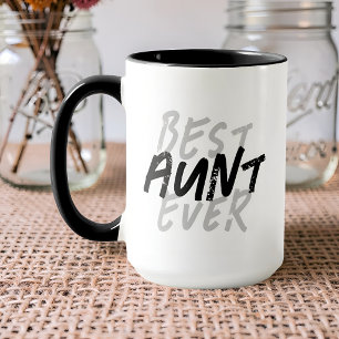 Mug Meilleure Tante Jamais Grunge Noir et Blanc Modern
