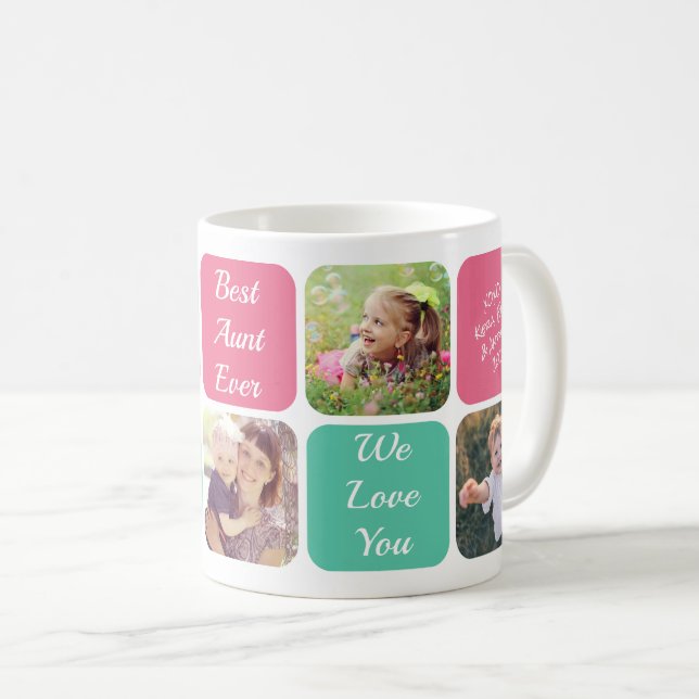 Mug Meilleure Tante Jamais Personnalisée Photos Rose T (Devant droit)