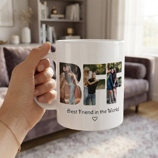 Mug Meilleures Amies Collage Photo Moderne Chic