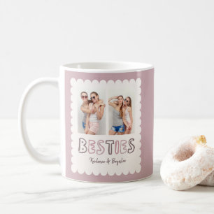 Mug Meilleures Amies personnalisées à 2 photos avec bo
